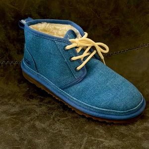 UGG Neumel Natural Canvas Ankle Boots Indigo Blue